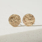 Gold bark textured stud earrings