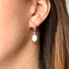 Freshwater pearl and sterling silver hoop earrings by Hannah Weston Jewellery, York.