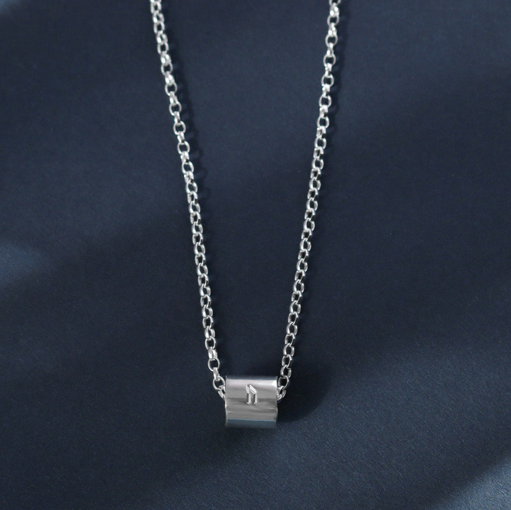 Silver Nordic Rune bead on silver chain. Designed and made by Hannah Weston, UK.